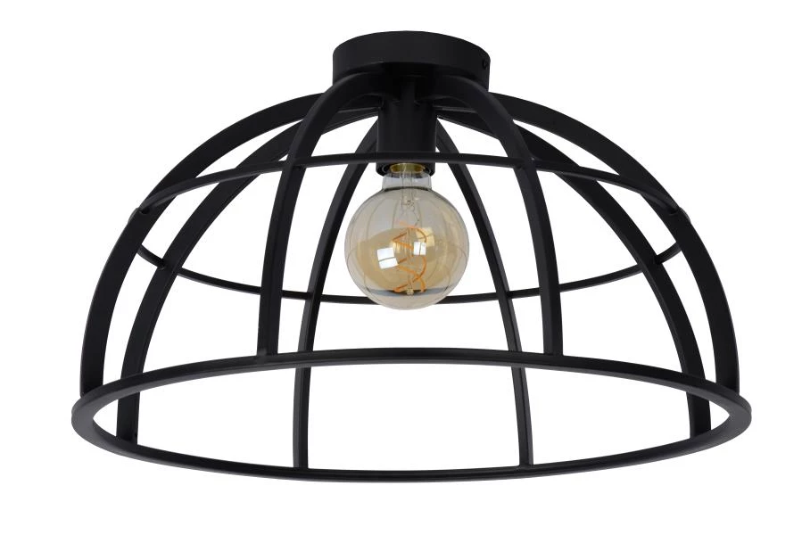 Lucide DIKRA - Flush ceiling light - 1xE27 - Black - off